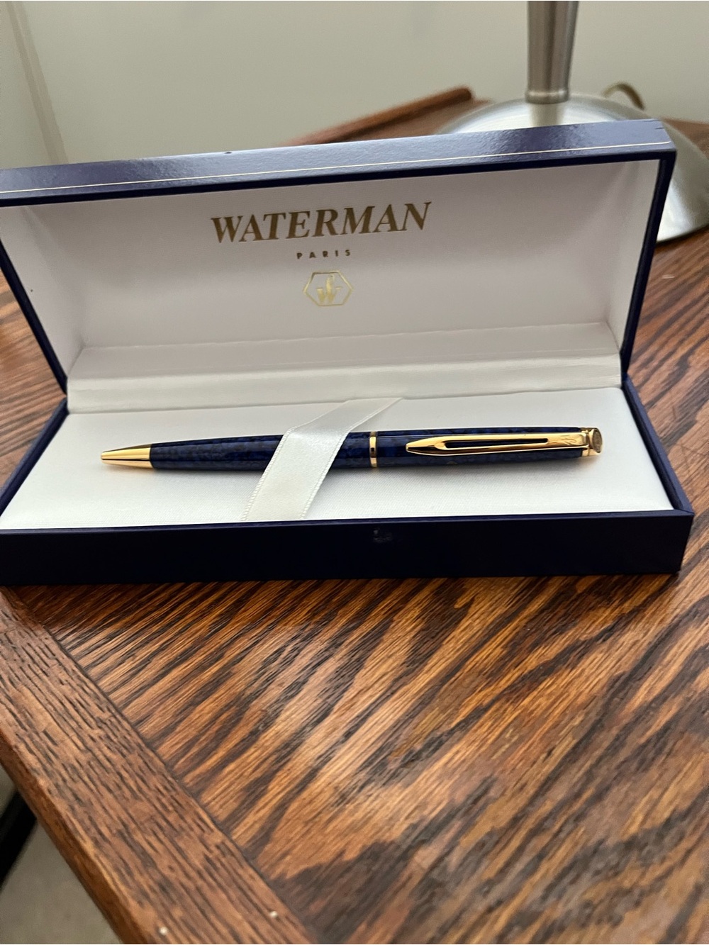 Waterman Paris Blue and Gold Ballpoint Pen in Gift Box